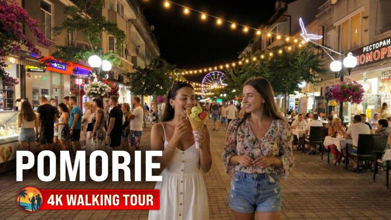 Beautiful Night Walk in Pomorie’s Old Town – Bulgaria